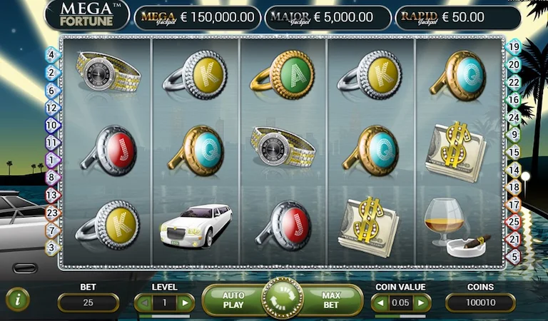 Слот-машина Mega Fortune с джек потом
