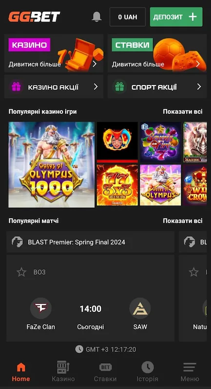 Мобільна версія GGBet Casino