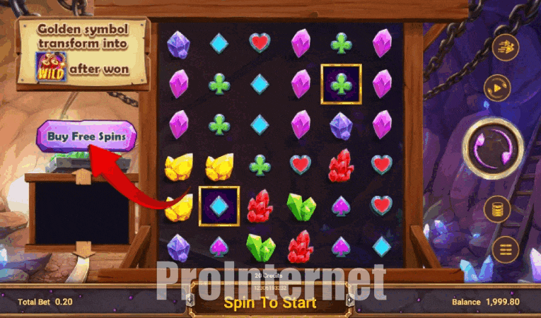 Купівля фріспінів в слоті  Gemstone Rush