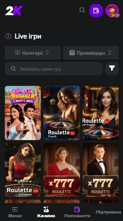 Live casino 2 K