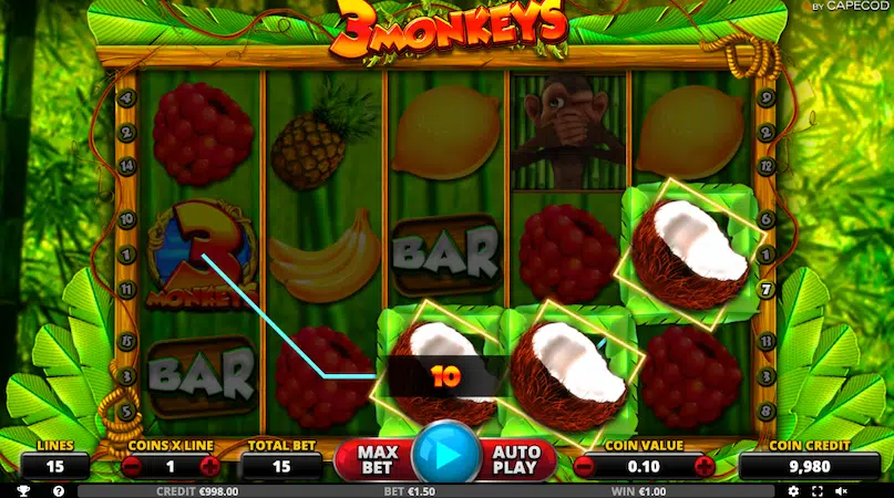 Ігровий автомат 3 Monkeys від Capecod Gaming