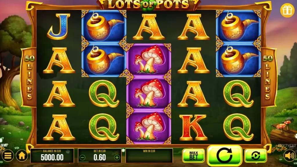 Игровое меню слота Lots of Pots