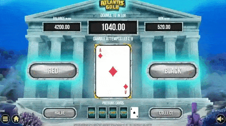 Риск-игра на удвоение в слоте Atlantis Gold