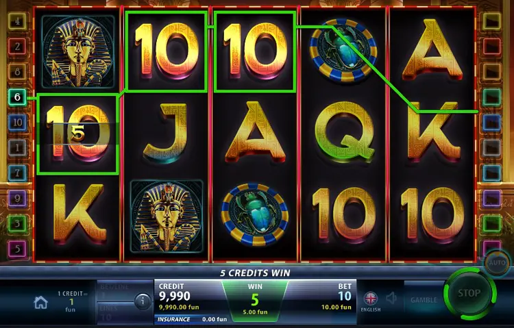 Выигрышные линии в автомате Box of Ra