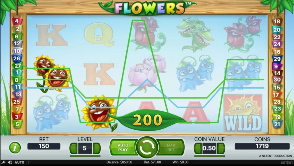 Виграшні лінії слота Flowers
