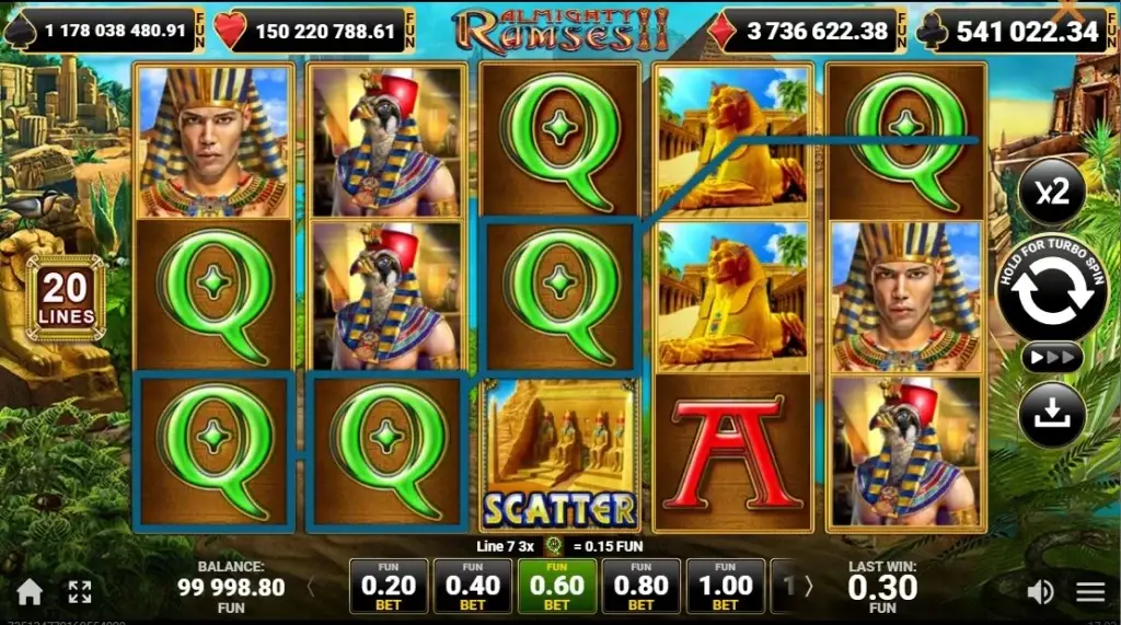 Выигрышные линии Almighty Ramses II