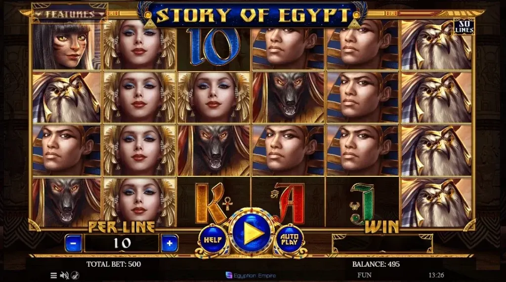 Синхронизированные барабаны слота казино Story of Egypt