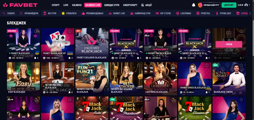 Live blackjack