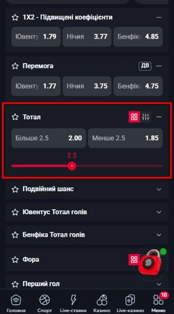 Тотал (більше/менше)