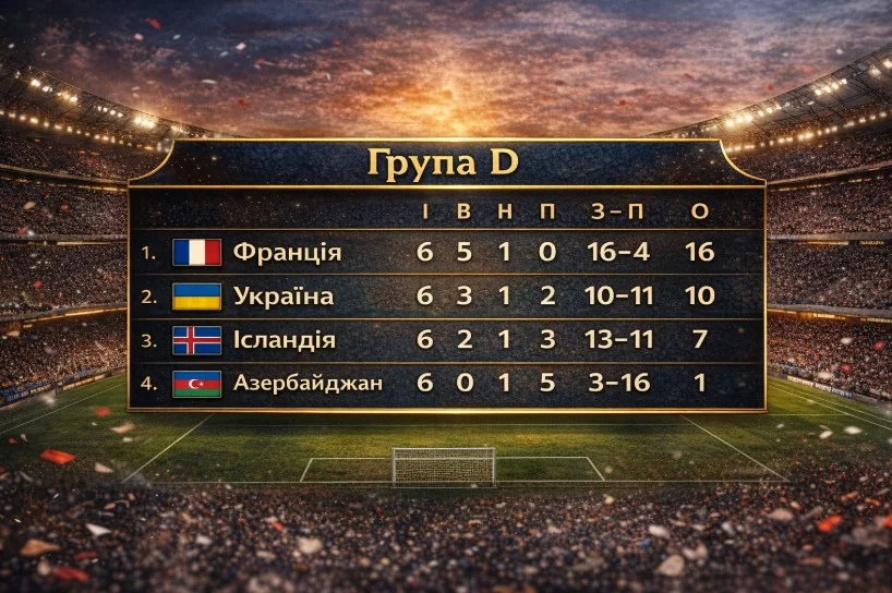 Турнірна таблиця групи України