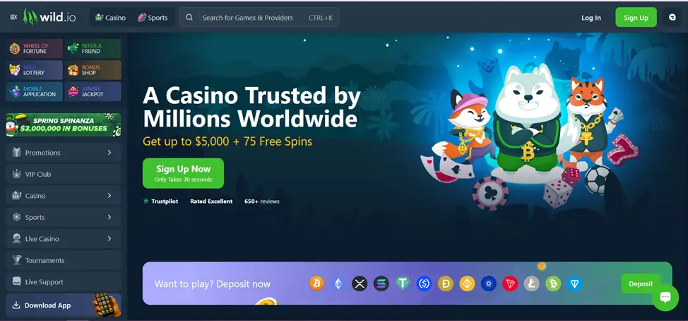 Казино Wild.io з криптовалютними депозитами