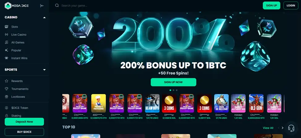 Бонусна пропозиція казино Mega Dice
