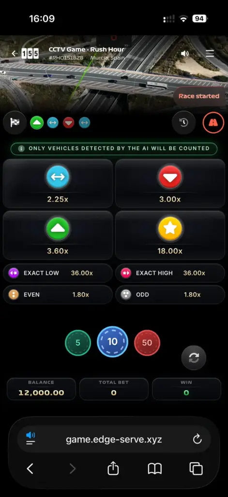 Ставки на CCTV Game Rush Hour з коефіцієнтами в live-режимі