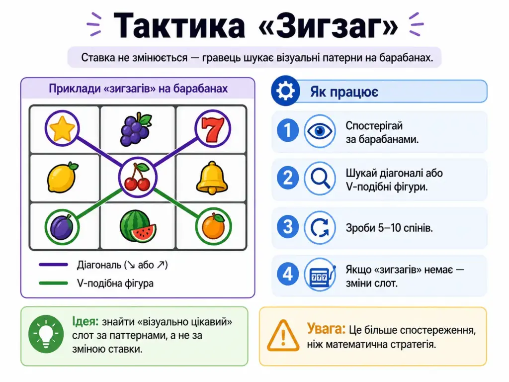 Инфографика тактики Зигзаг