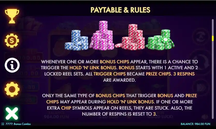 Бонусні функції 7777 Bonus Combo