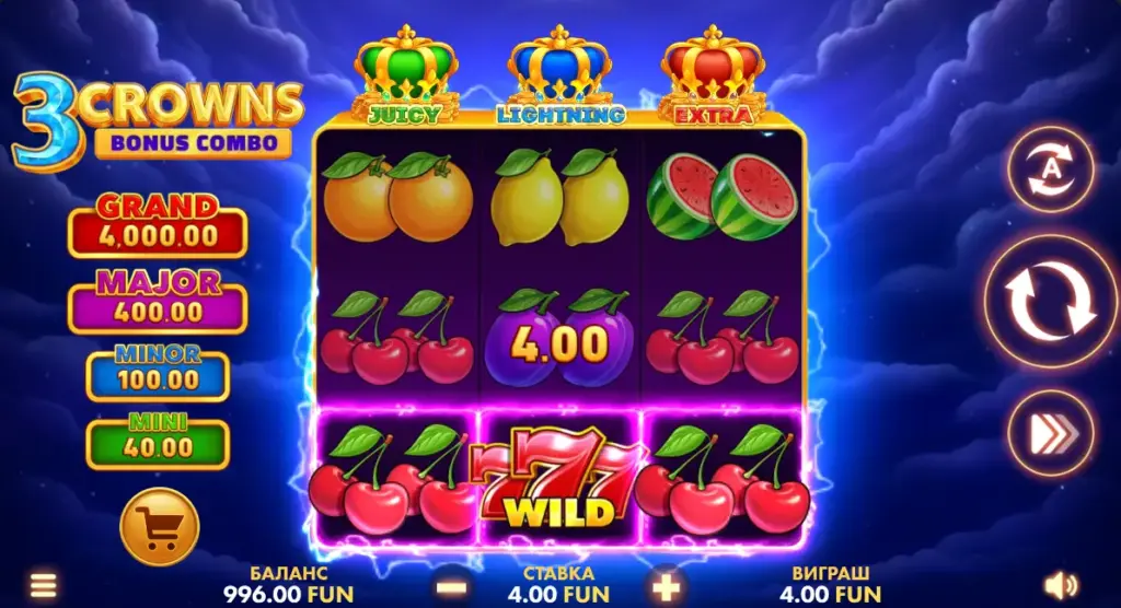 Демо-версия игры «3 Crown Bonus Combo»