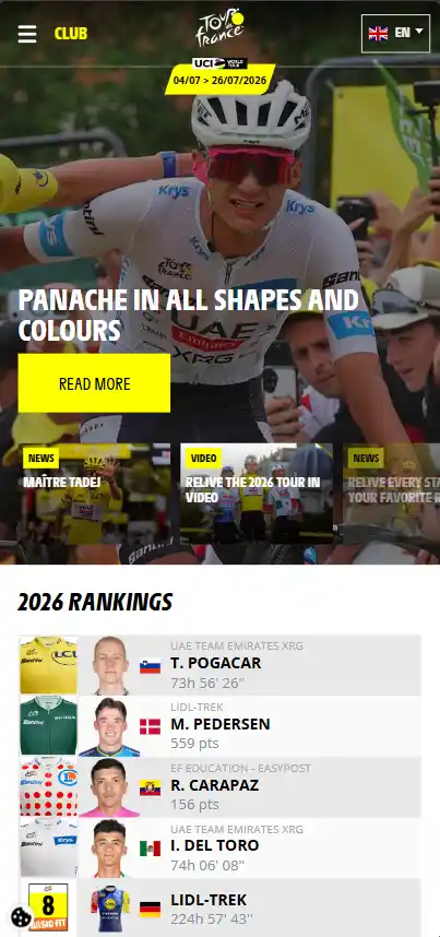 Tour De France головна сторінка сайту
