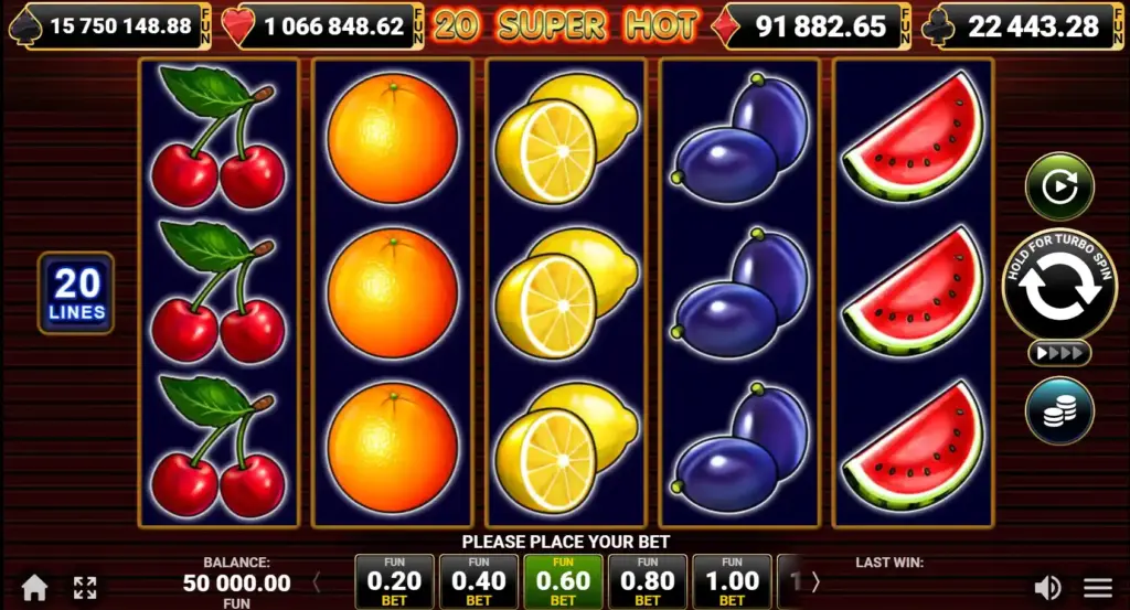 20 Super Hot від розробника Amusnet Interactive