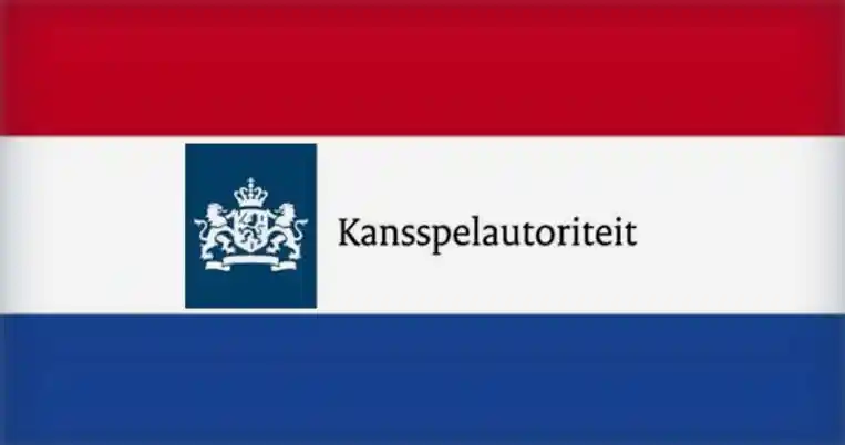 Логотип Kansspelautoriteit на фоні прапора Нідерландів