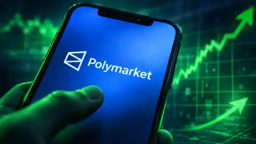 Polymarket на смартфоні з фінансовим графіком казино