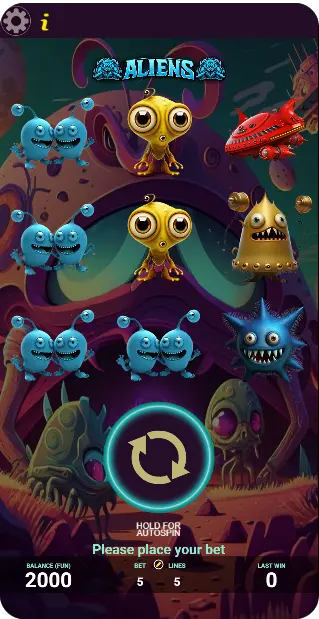 Демо-версия игрового автомата Aliens от AGT Software